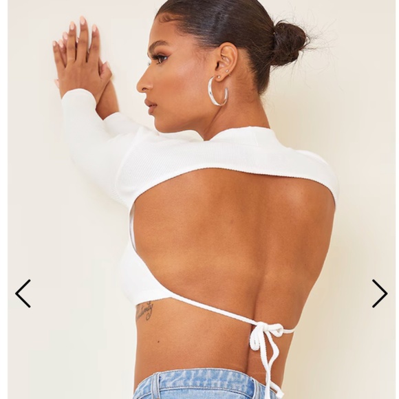 Open Back Rib Crop Top Sleeve - Picture 3 of 5